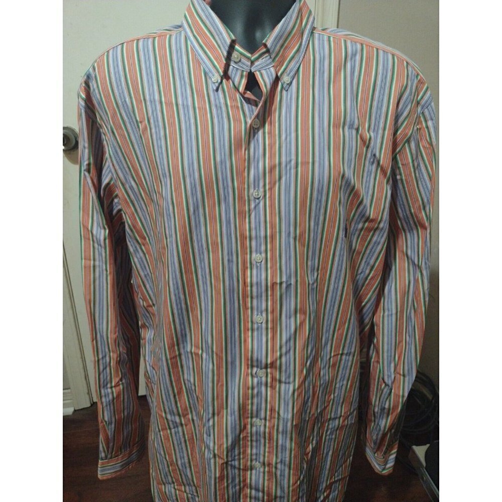 Men's Ralph Lauren Classic Fit Vertical Striped MultiColor XLT L/S Shirt X-Large - Picture 1 of 11